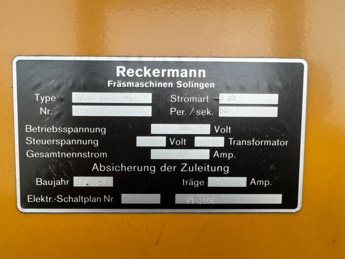 Schalttafel Gebrauchte Reckermann Kombi 1000 Konsolfräsmaschine